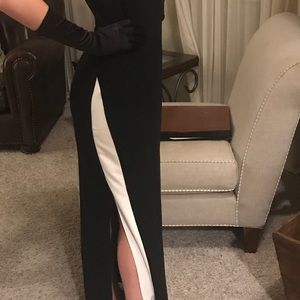 Long formal black & white dress